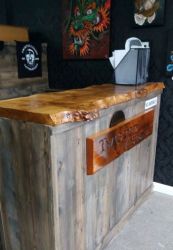 Countertop made from Burred slab Oak with live edges
